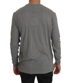 Scervino Street Cotton Gray Round Neck Pullover Top Sweater