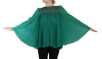 Philosophy Green Lace Polyester Long Sleeves Pleated Top Blouse