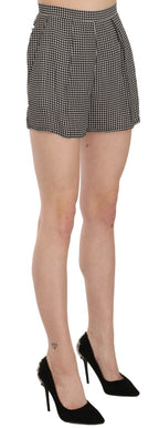 Elisabetta Franchi Black and White Checkere Stretch Skirt