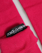 Dolce & Gabbana Pink Wool Fingerless Elbow Length Mitten Gloves