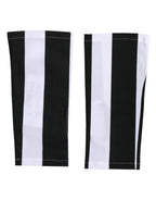 Dolce & Gabbana Black White Nylon Fingerless Wrist Length Gloves