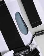 Dolce & Gabbana Black White Nylon Fingerless Wrist Length Gloves