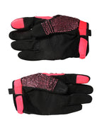Dolce & Gabbana Black Pink Crystal Wrist Length Mitten Gloves