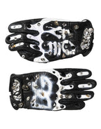 Dolce & Gabbana Gloves Black White Crystal Wrist Length Mitten  Gloves