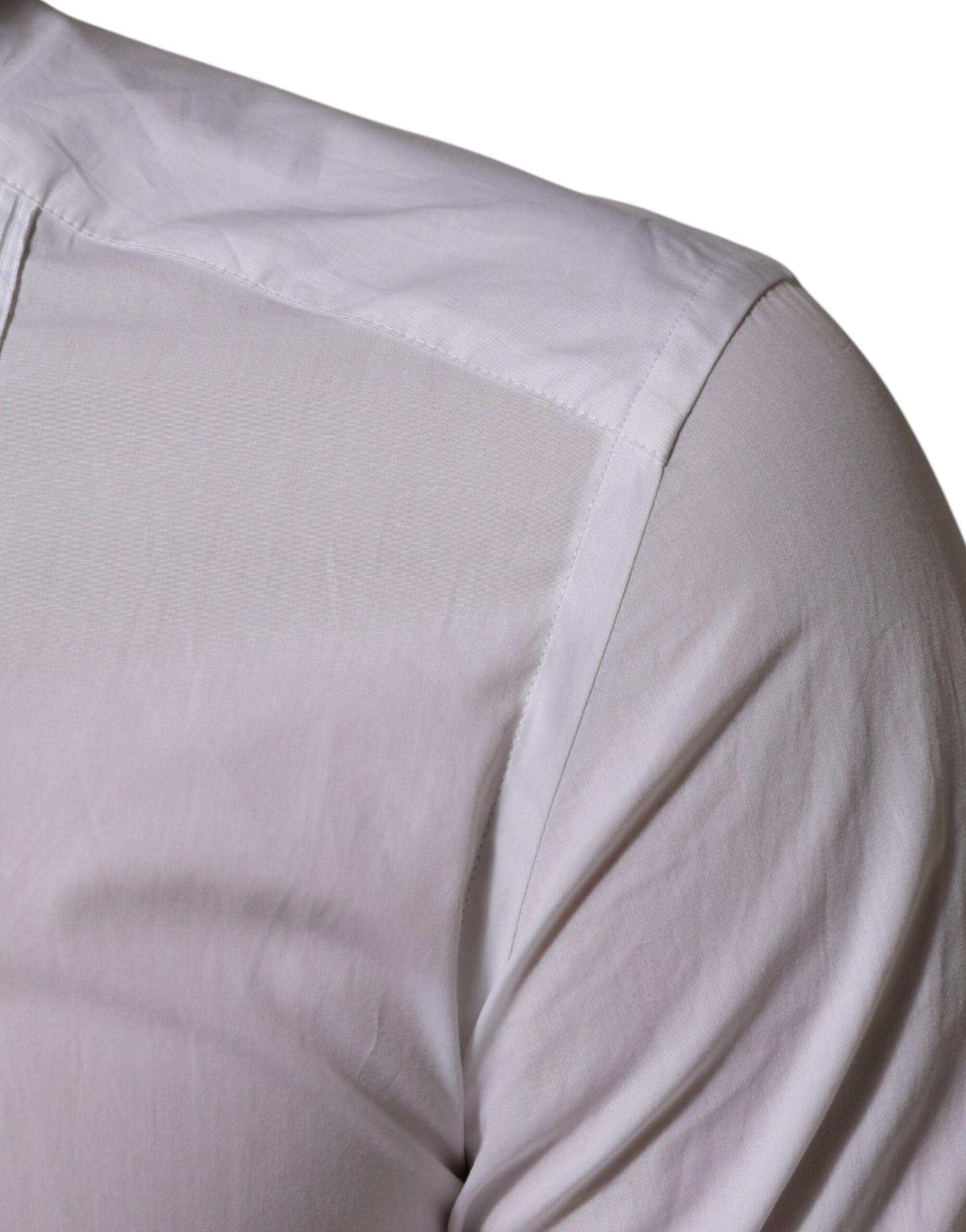 Dolce & Gabbana White Cotton Collared Long Sleeve GOLD Dress  Shirt