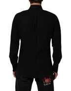 Dolce & Gabbana Black DG Cotton Collared MARTINI Dress Shirt