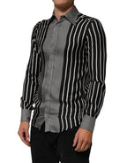 Dolce & Gabbana Black White Stripes Men MARTINI Dress Shirt