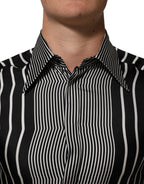 Dolce & Gabbana Black White Stripes Men MARTINI Dress Shirt