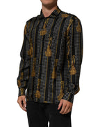Dolce & Gabbana Black Dotted Tassel Silk Button Down Shirt