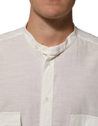 Dolce & Gabbana White Cotton Floral Print Button Down Shirt