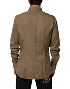 Dolce & Gabbana Brown Cotton Collared Men GOLD Dress Shirt