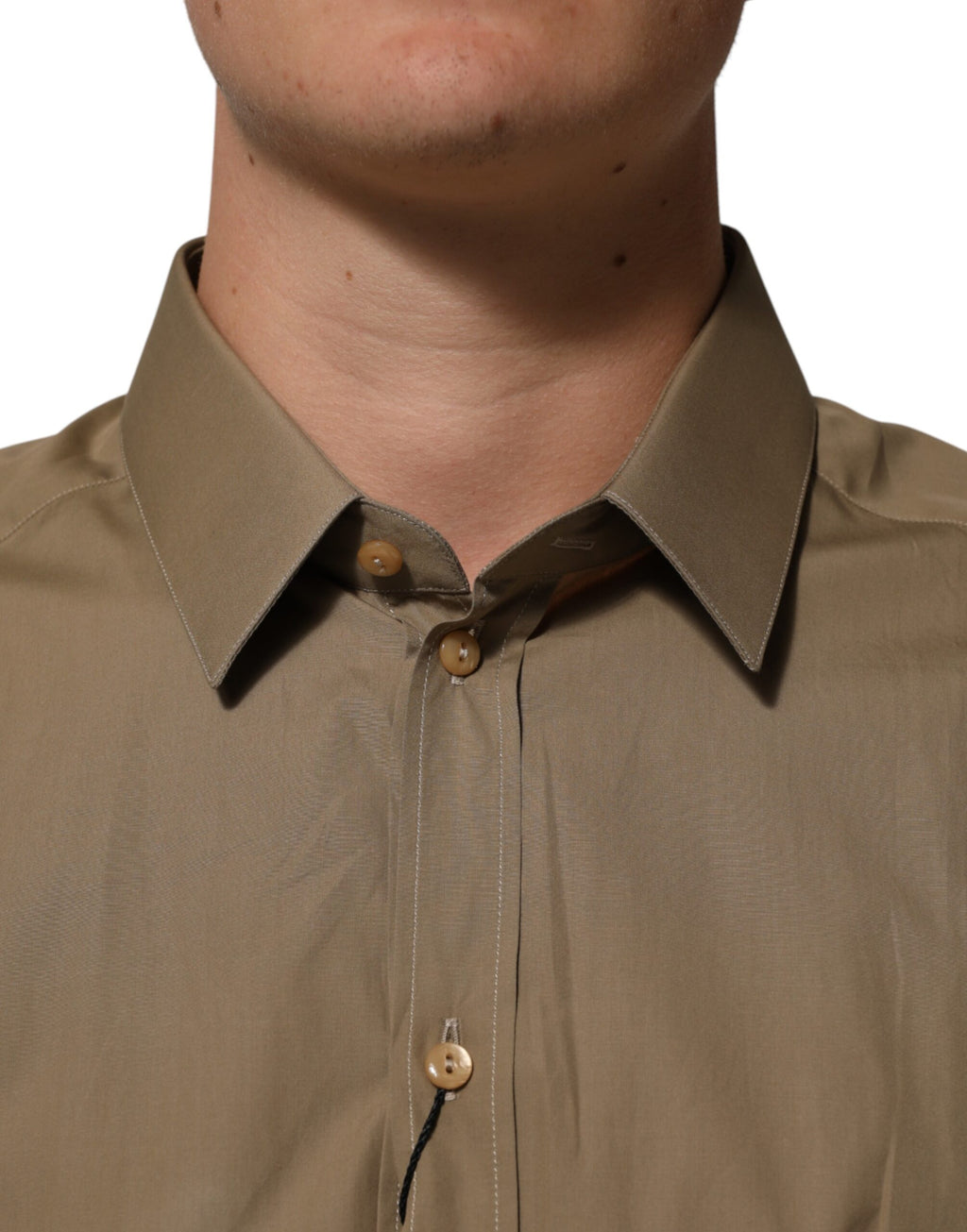 Dolce & Gabbana Brown Cotton Collared Men GOLD Dress Shirt