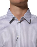 Dolce & Gabbana White Stripes Long Sleeves GOLD Dress Shirt