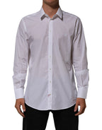 Dolce & Gabbana White Cotton Collared Men MARTINI Dress Shirt