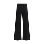 7FOR Black Cotton Flared Jeans