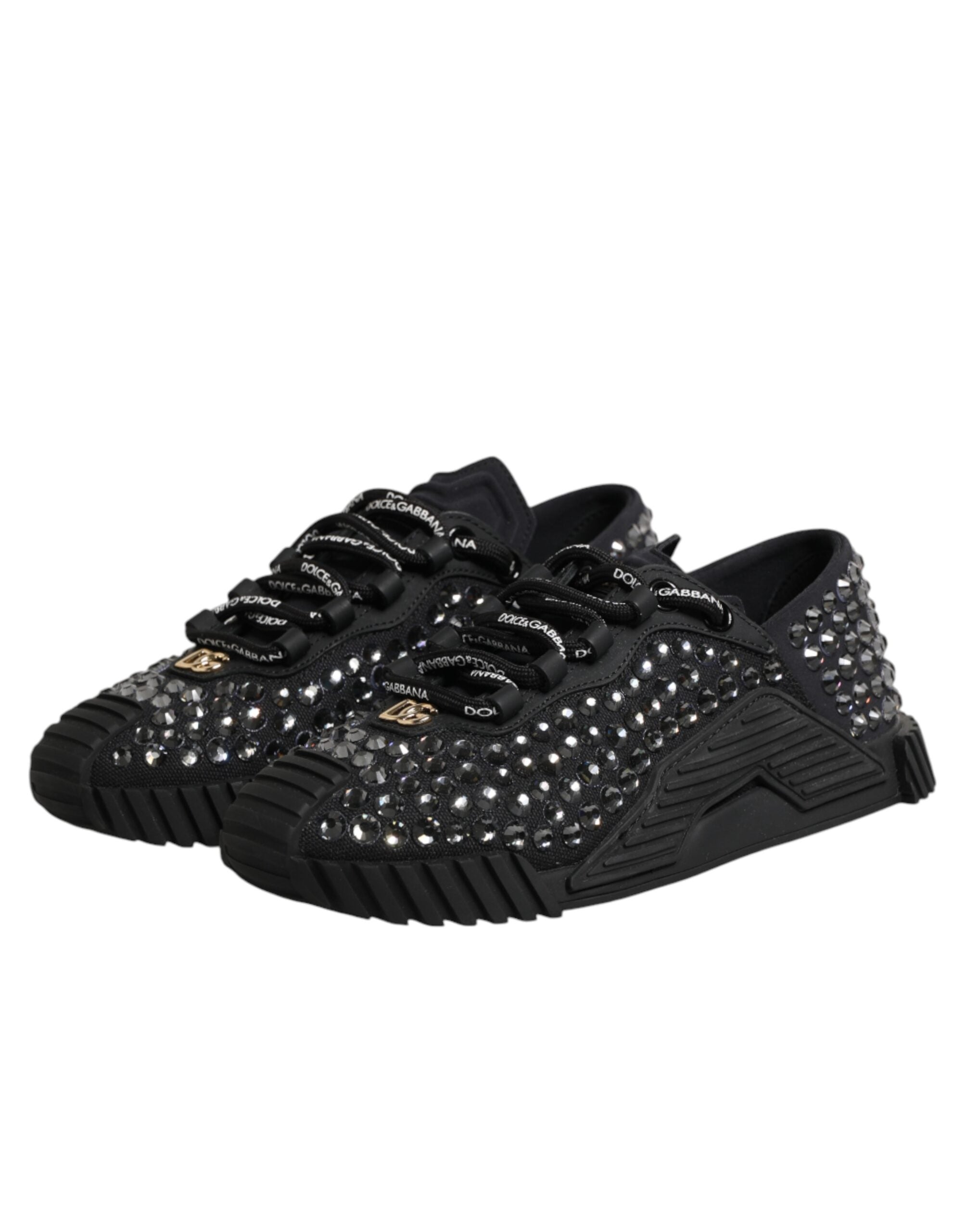 Dolce & Gabbana Shoes Black Embellished Low Top NS1 Sneakers Shoes
