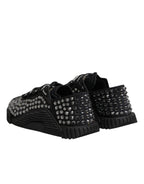 Dolce & Gabbana Shoes Black Embellished Low Top NS1 Sneakers Shoes
