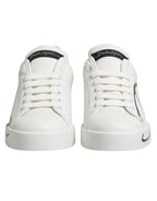 Dolce & Gabbana White Gray Low Top Leather Sneaker Shoes