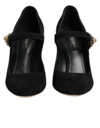 Dolce & Gabbana Black Embellsihed High Heels MARY JANES Shoes