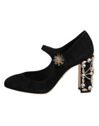 Dolce & Gabbana Black Embellsihed High Heels MARY JANES Shoes