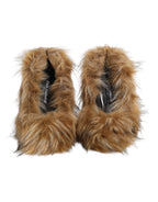 Dolce & Gabbana Brown Fur Leather High Heels Pumps Shoes