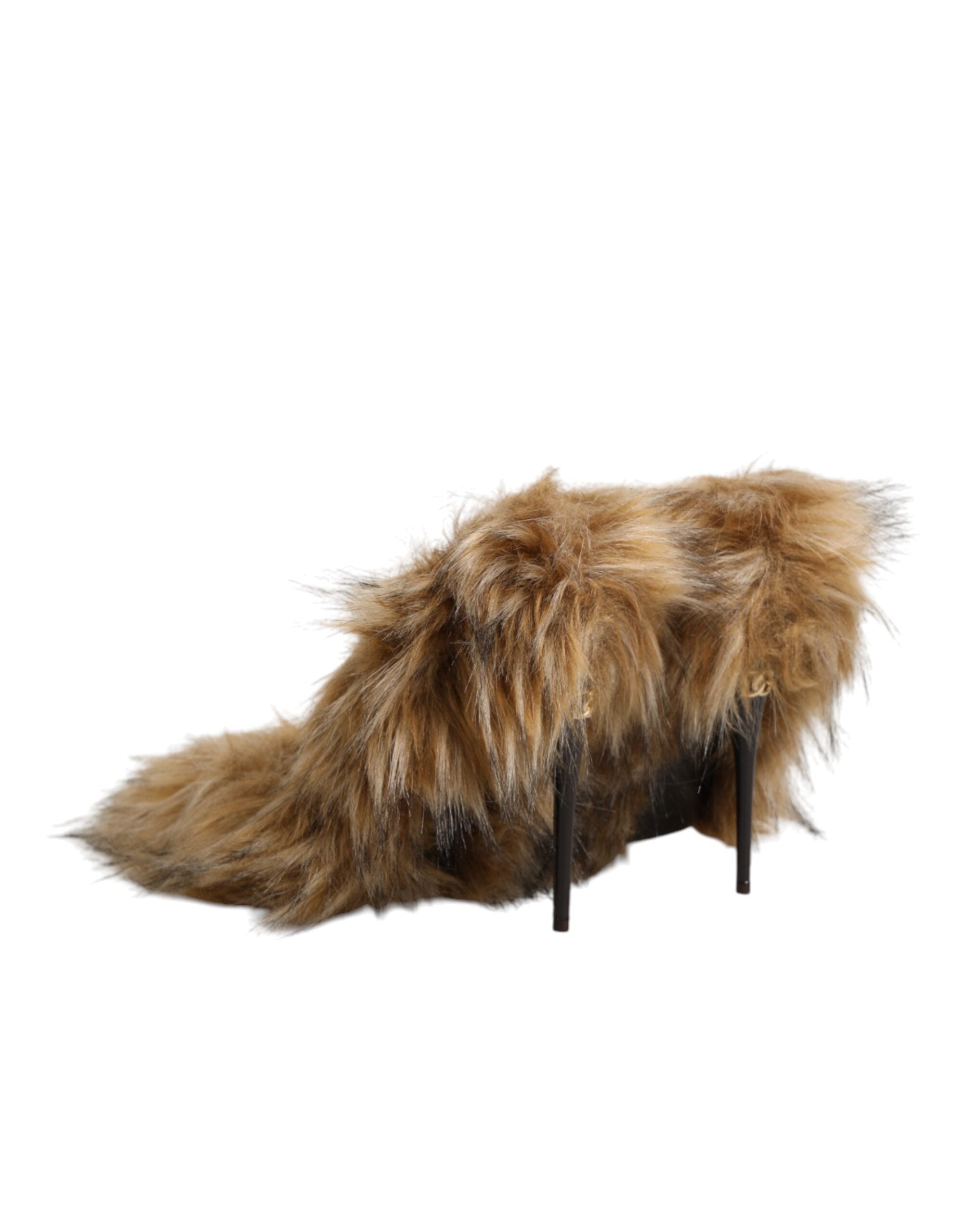 Dolce & Gabbana Brown Fur Leather High Heels Pumps Shoes