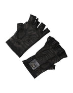 Dolce & Gabbana Black Nylon Wrist Length Fingerless Mitten Gloves