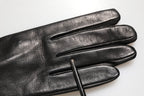Dolce & Gabbana Black Leather Embellished Long Mitten Gloves