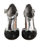 Dolce & Gabbana Black Sequined Ankle Strap Sandals Shoes