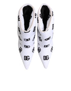Dolce & Gabbana White DG Logo Heels Short Boots  Shoes