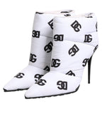 Dolce & Gabbana White DG Logo Heels Short Boots  Shoes