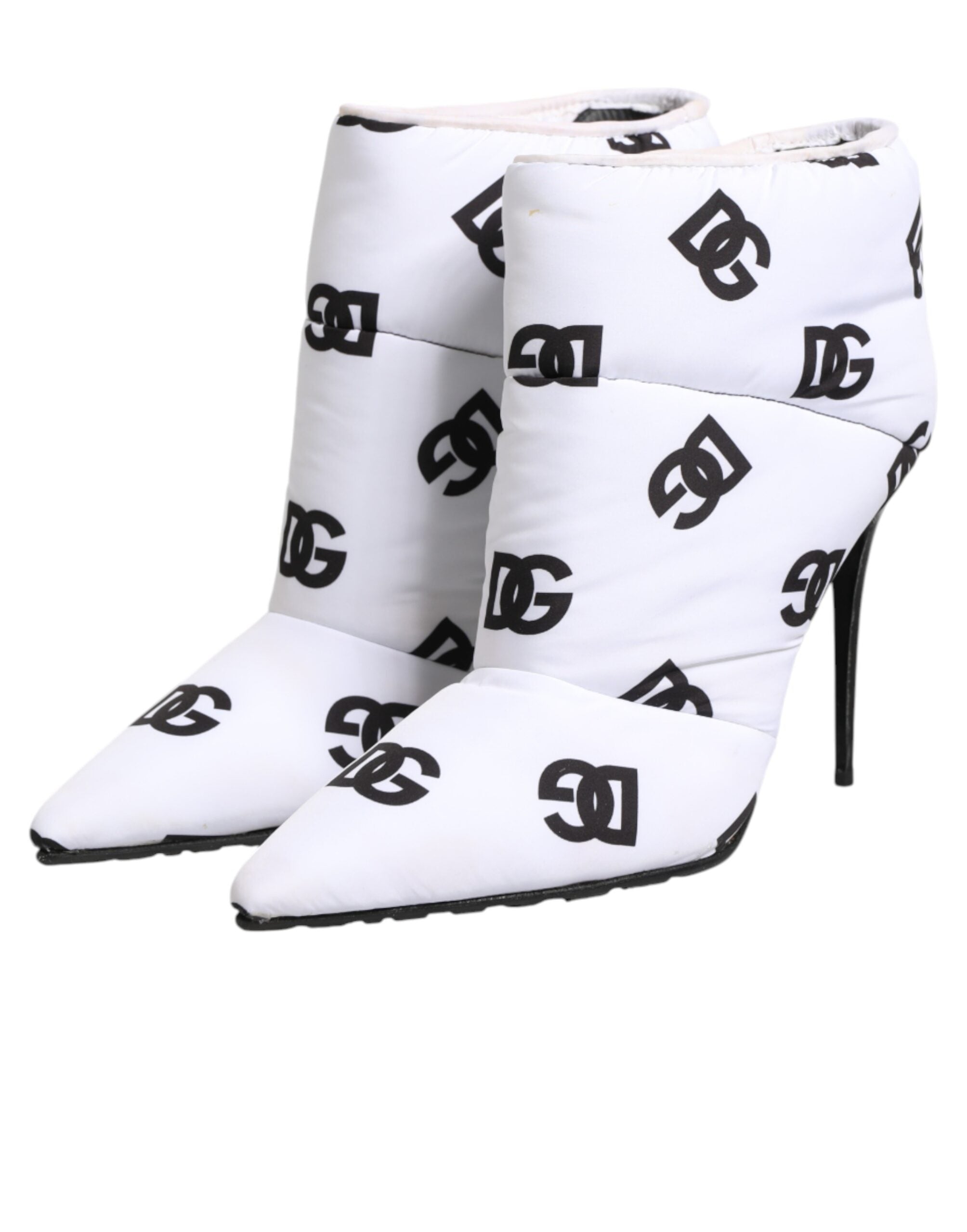 Dolce & Gabbana White DG Logo Heels Short Boots  Shoes