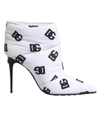 Dolce & Gabbana White DG Logo Heels Short Boots  Shoes