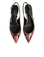 Dolce & Gabbana Multicolor Leather Heels Slingback  Shoes