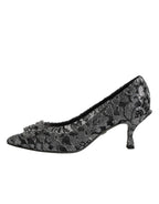 Dolce & Gabbana Silver Lace DG Amore Heels Pumps Shoes
