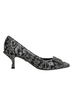 Dolce & Gabbana Silver Lace DG Amore Heels Pumps Shoes