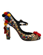 Dolce & Gabbana Black Gold Embellished MARY JANES Pumps  Shoes