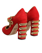 Dolce & Gabbana Red Embellished MARY JANES Pumps  Shoes