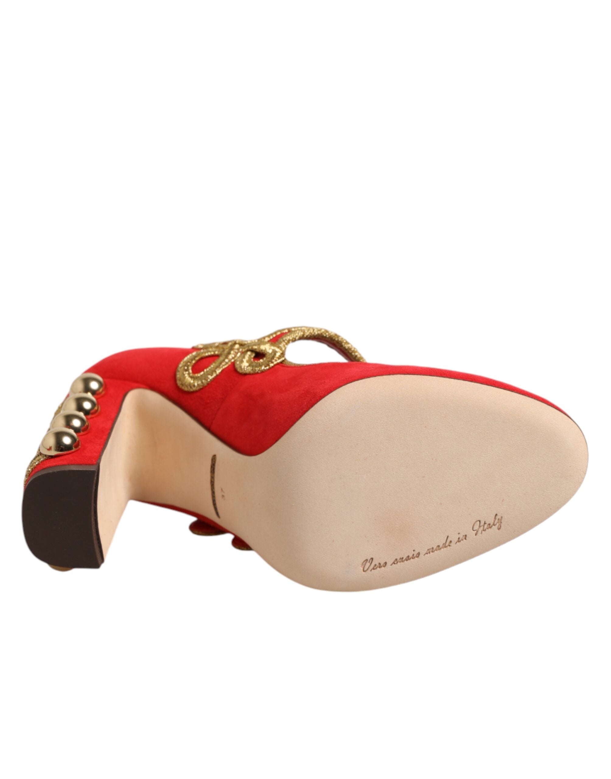 Dolce & Gabbana Red Embellished MARY JANES Pumps  Shoes