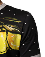Dolce & Gabbana Black Polka Dot Lemons Horse Henley T-Shirt