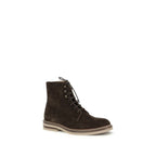 Brunello Cucinelli Brown Calf Leather Bos Taurus Lace-Up Boots