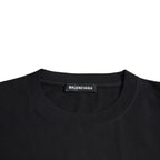 Balenciaga Black Cotton Logo Print Crew Neck Short Sleeves T-shirt