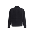 Laneus Black Merino Wool Bomber