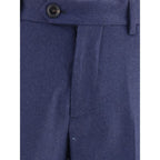 Brunello Cucinelli Blue Fleece Wool Pants