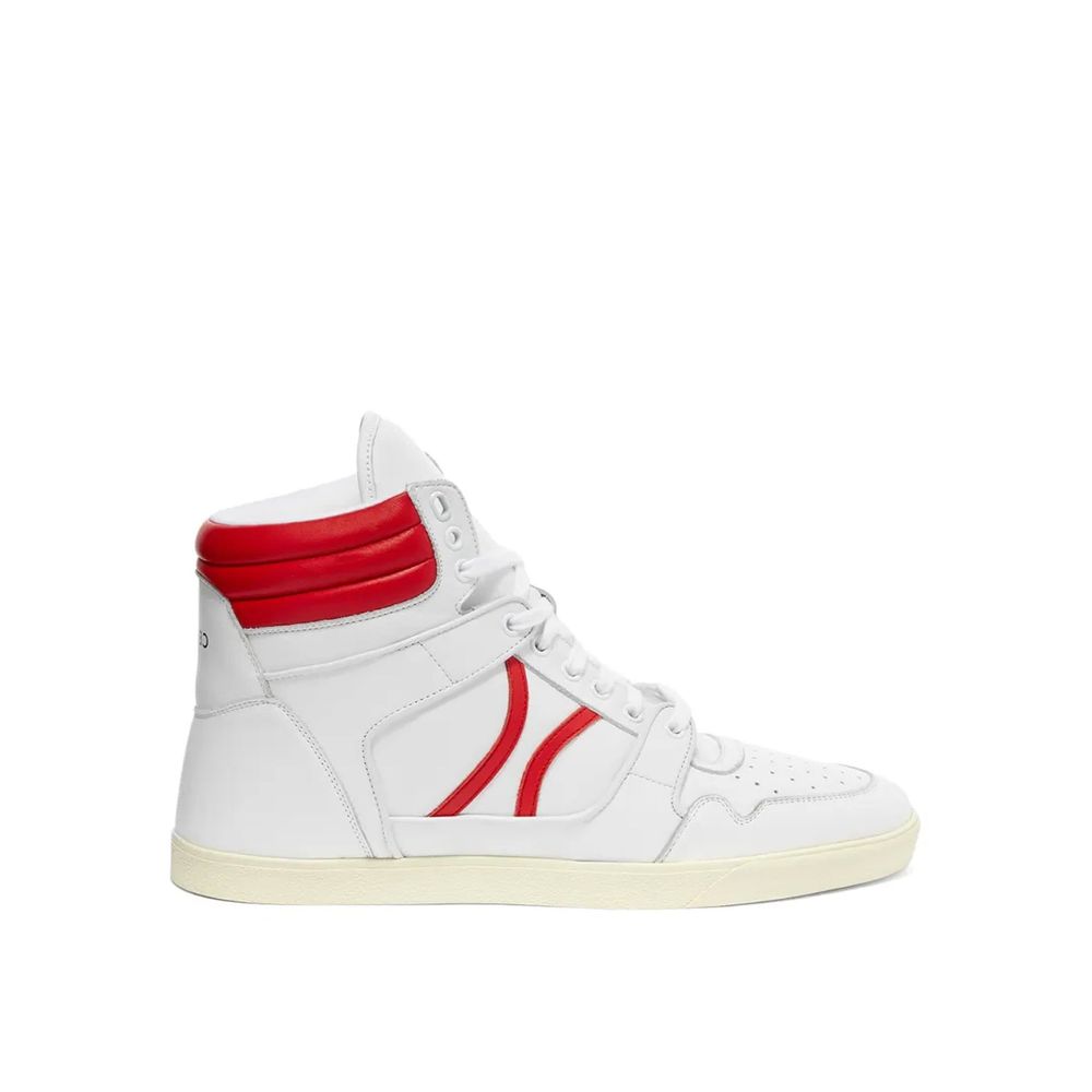 Celine White Lamb Leather High Top Sneakers