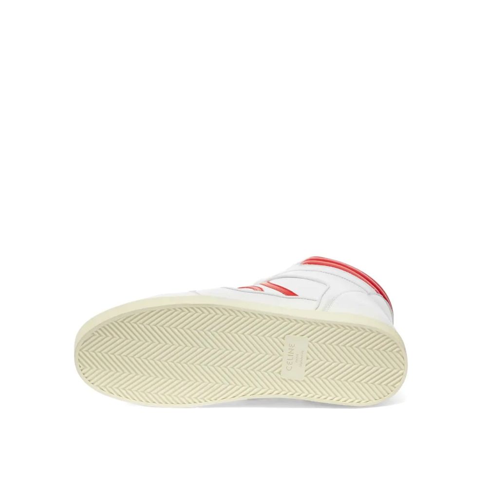 Celine White Lamb Leather High Top Sneakers