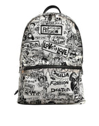 Dolce & Gabbana Black White Graffiti Print School Backpack Men Borse Bag