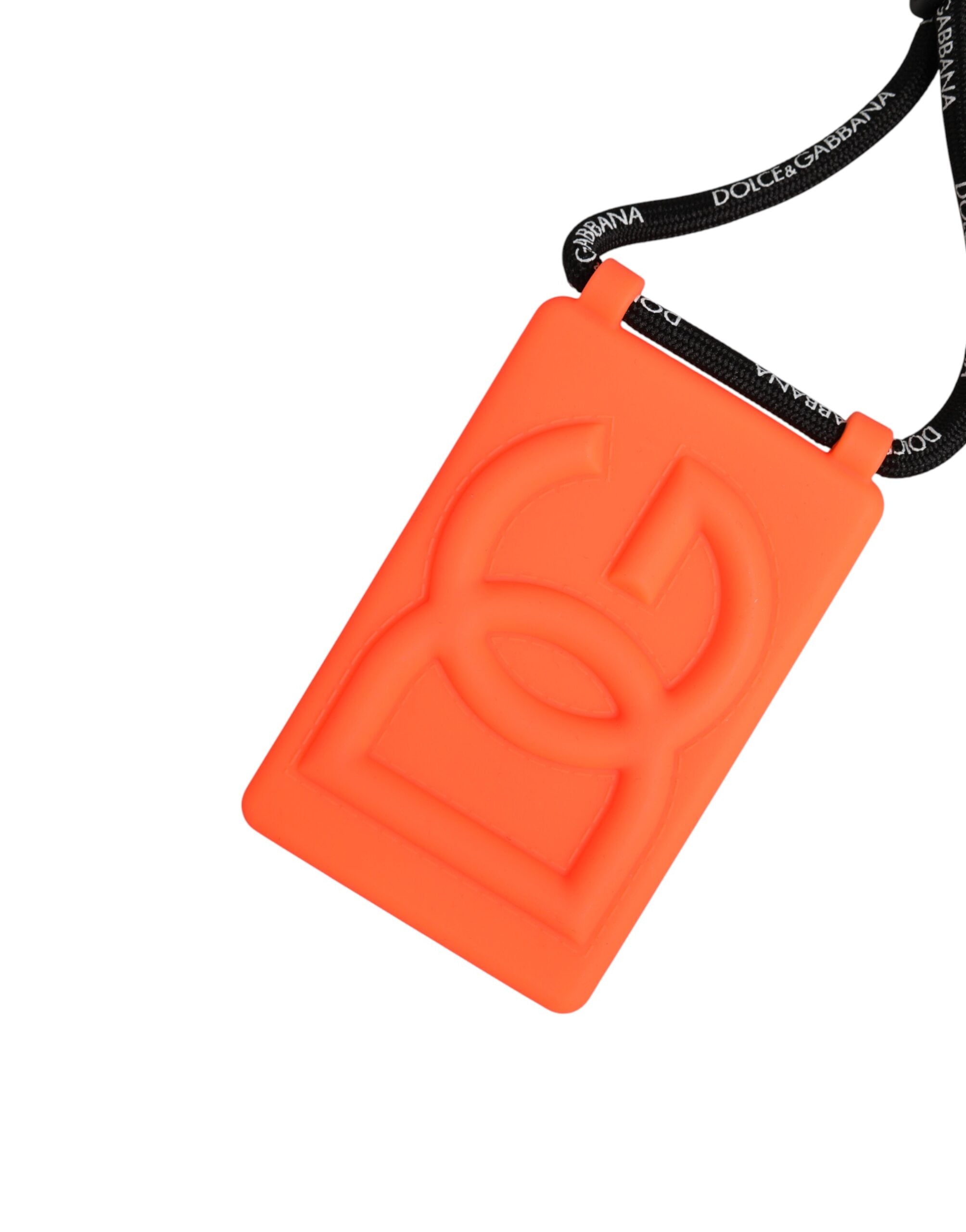 Dolce & Gabbana Holder Neon Orange Rubber DG Embossed Adjustable Badge
