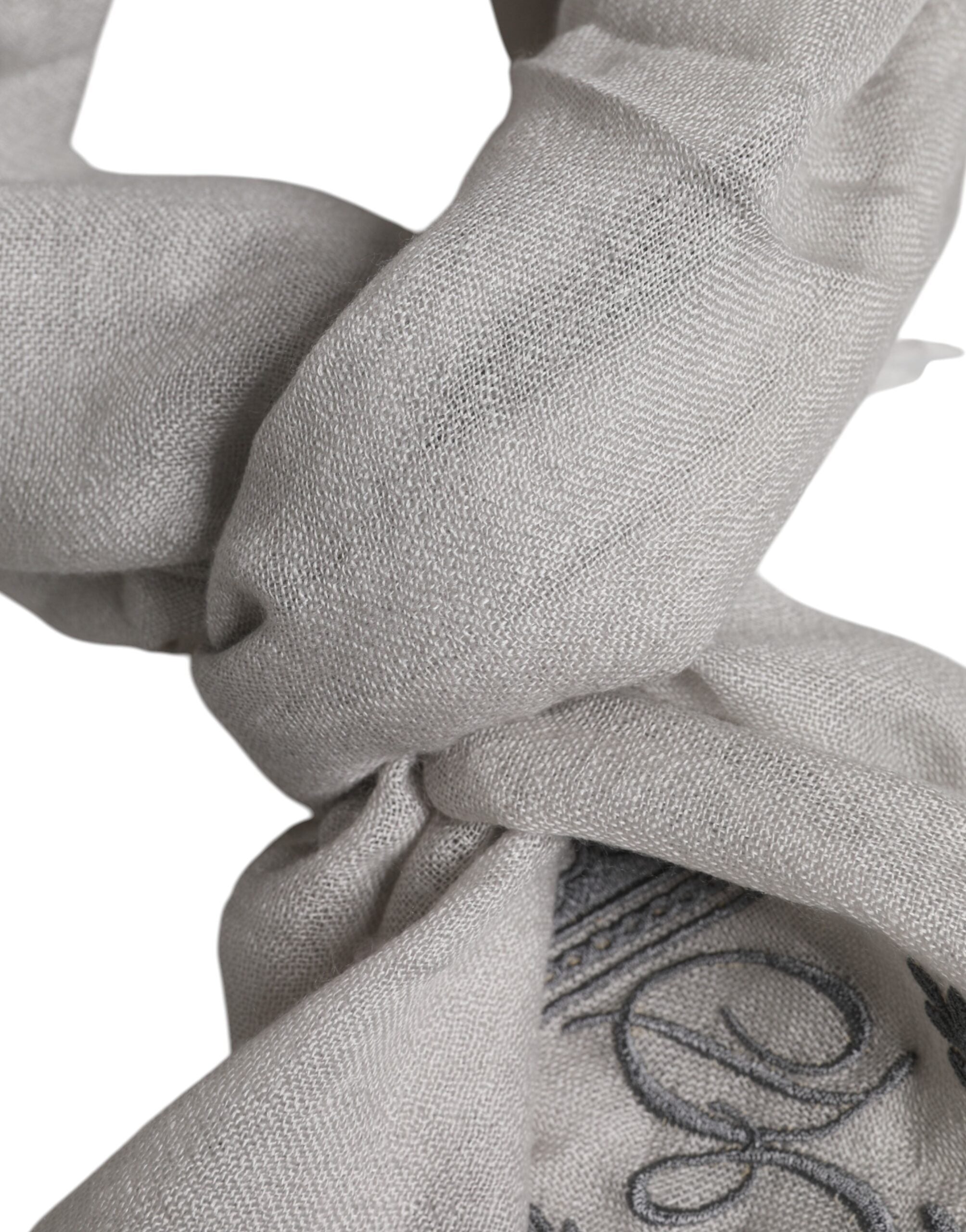 Dolce & Gabbana Gray Cashmere Knit Fringes Neck Foulard 67cm x200cm Foulard Scarf