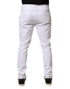 AGLINI White Skinny Fit Mid Waist Men Chino Trouser Pants